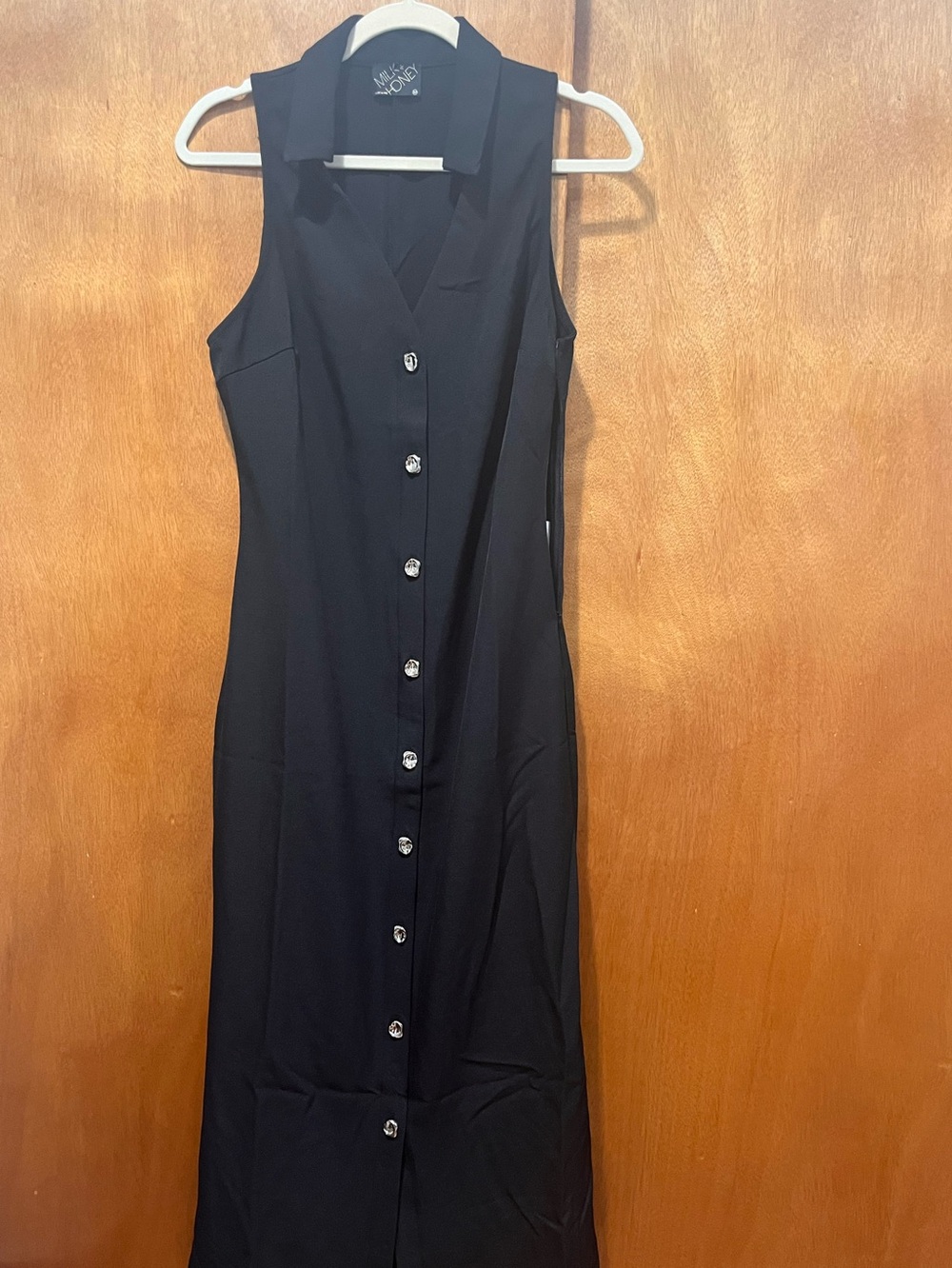 NWT MILK & HONEY Sleeveless Black Midi Dress - Versatile Women's Dress